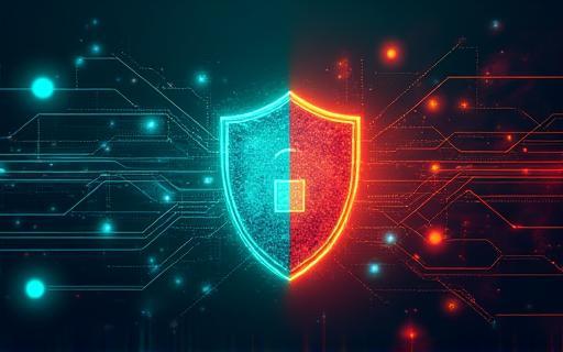 Abstract visual representing cybersecurity threats and protection