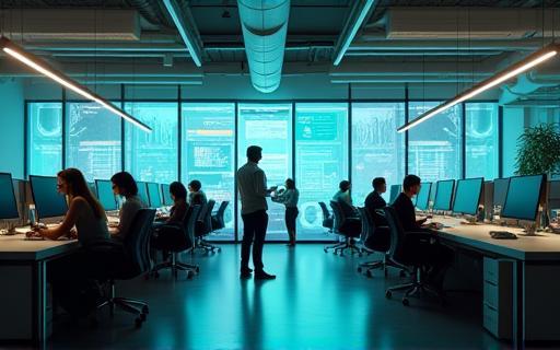 Modern office space with technology integration representing digital transformation