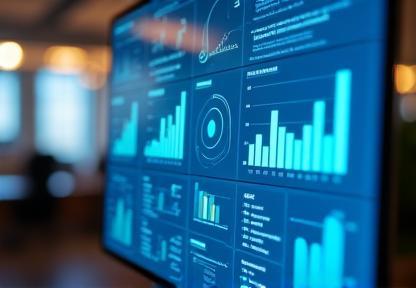 Data visualization dashboard on a screen